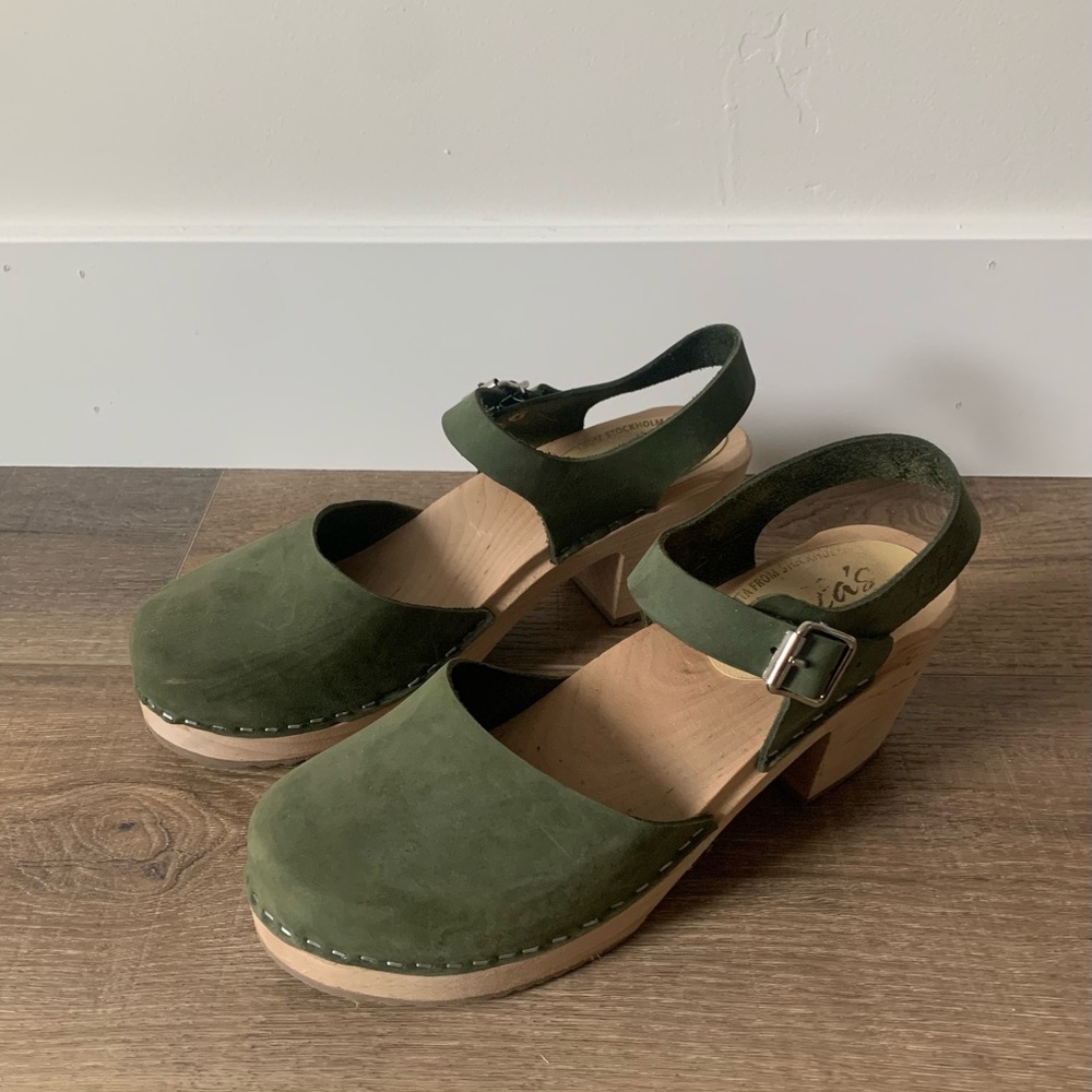 Lotta from Stockholm Highwood Olive Nubuck leather Clog Eur 41